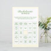 Retro Green & Yellow Bachelorette Bingo Game (Stehend Vorderseite)