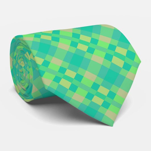 Retro Green Yellow Blue Pink Muster Krawatte (Gerollt)