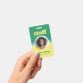 Retro Green Yellow Round-ID-Foto Ausweis (Handheld)