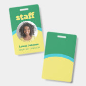 Retro Green Yellow Round-ID-Foto Ausweis (Vorder- & Rückseite)