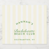 Retro Green & Yellow Streifen Bachelorette Schaumweinetikett (Einzelnes Label)