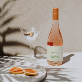 Retro Green & Yellow Streifen Bachelorette Schaumweinetikett