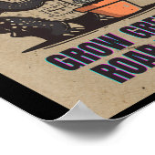 Retro Greenzilla – Cute Godzilla Gardening Sticker Poster (Ecke)