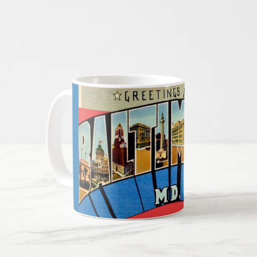 Retro Greeting from Baltimore Mug Kaffeetasse (Vorderseite Links)