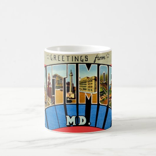 Retro Greeting from Baltimore Mug Kaffeetasse (Mittel)