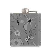 Retro Grey Custom Comic Book Pattern Personalised Flachmann (Rückseite)
