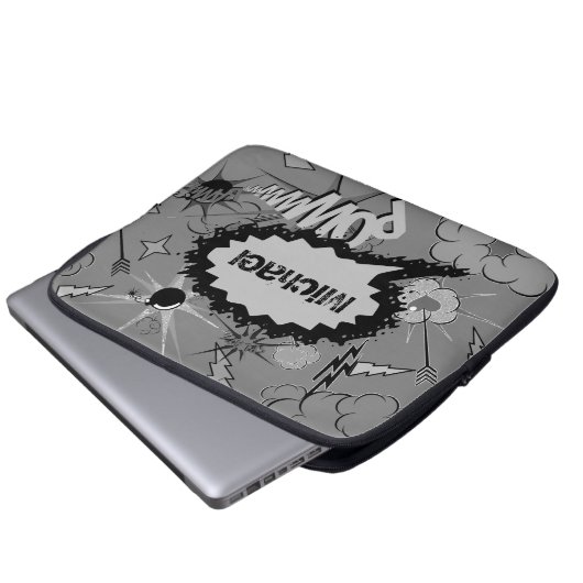 Retro Grey Custom Comic Book Pattern Personalised Laptopschutzhülle (Vorne Knopf)