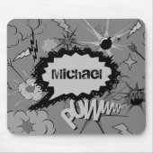 Retro Grey Custom Comic Book Pattern Personalised Mousepad (Vorne)