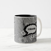 Retro Grey Custom Comic Book Pattern Personalised Zweifarbige Tasse (VorderseiteRechts)