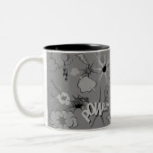 Retro Grey Custom Comic Book Pattern Personalised Zweifarbige Tasse (Links)