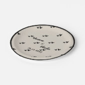 Retro Grey Hand Drawn Heart  Illustrated Wedding Pappteller (Schrägansicht)