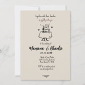 Retro Grey Hand Drawn Illustration Wedding  Einladung (Vorderseite)