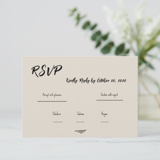 Retro Grey Hand Written Scribble Wedding RSVP Karte (Stehend Vorderseite)