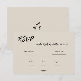 Retro Grey Hand Written Scribble Wedding RSVP  Karte