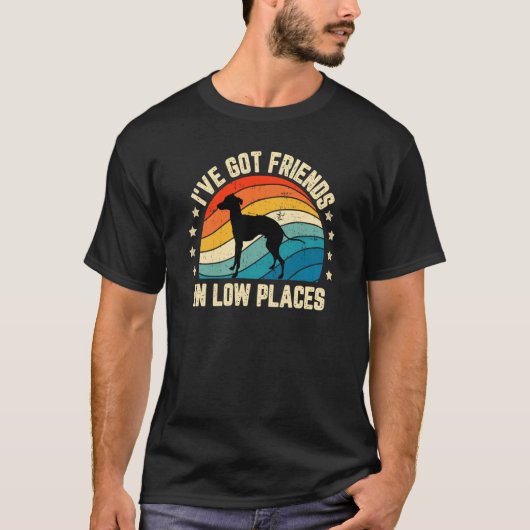 Retro Greyhound I've Got Friends In Low Places T-Shirt (Vorderseite)