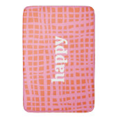 Retro Grid Abstrakt Pattern Happy Badematte (Vorderseite Vertikal)