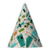 Retro Grid and Sternexplosionen Party Hat Partyhütchen (Rückseite)