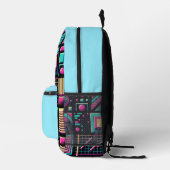 Retro-Grid-Burst Bedruckter Rucksack (Rechts)