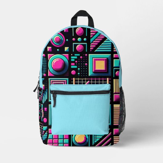 Retro-Grid-Burst Bedruckter Rucksack (Vorderseite)