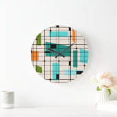 Retro Grid & Starbursts Acrylic Wall Clock Große Wanduhr (Zuhause)