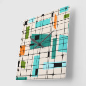 Retro Grid & Starbursts Acrylic Wall Clock Quadratische Wanduhr (Winkel)