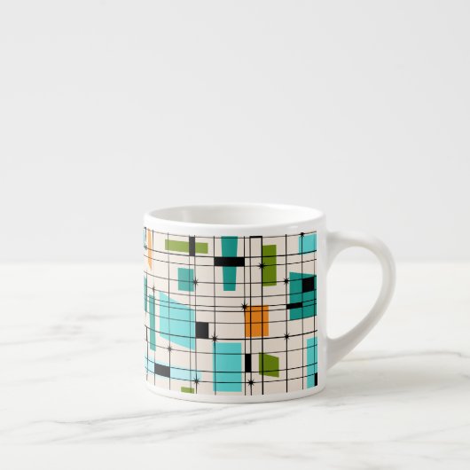 Retro Grid & Sternexplosionen Espresso Tasse (Rechts)