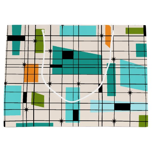 Retro Grid & Sternexplosionen Geschenktasche Große Geschenktüte (Vorderseite)