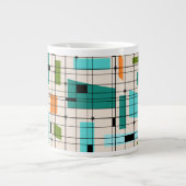 Retro Grid & Sternexplosionen Jumbo Tasse (Vorderseite)
