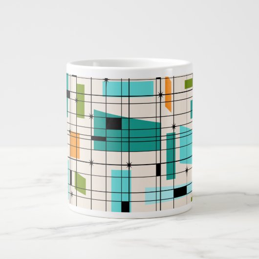 Retro Grid & Sternexplosionen Jumbo Tasse (Vorderseite)