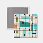 Retro Grid & Sternexplosionen Magnet (Vorderseite/Rückseite)