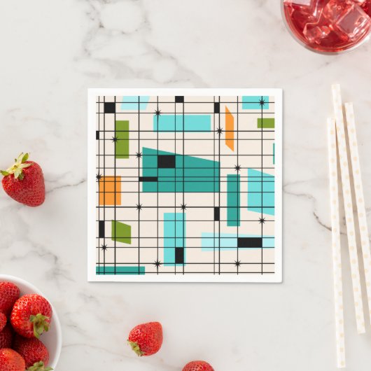 Retro Grid & Sternexplosionen Papier Napkins Serviette (Beispiel)