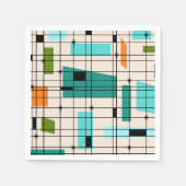 Retro Grid & Sternexplosionen Papier Napkins Serviette (Vorderseite)