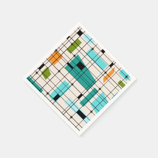 Retro Grid & Sternexplosionen Papier Napkins Serviette (Ecke)