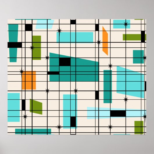 Retro Grid & Sternexplosionen Poster (Vorne)