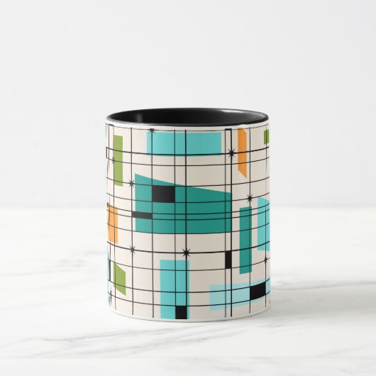 Retro Grid & Sternexplosionen Ringer Tasse (Zentrum)