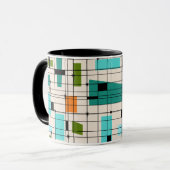 Retro Grid & Sternexplosionen Ringer Tasse (Vorderseite Links)