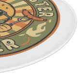 Retro Grill Master Burger Charakter BBQ King Vinta Schneidebrett (Ecke)