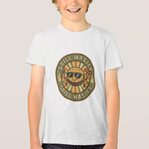 Retro Grill Master Burger Charakter BBQ King Vinta Tri-Blend Shirt