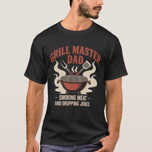 Retro Grill Master Vater Emblem Funny GRILLEN T-Shirt (Vorderseite)