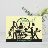 Retro GRILLEN Einladungen - Fünfzigerjahre Grill (Stehend Vorderseite)