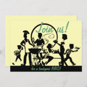 Retro GRILLEN Einladungen - Fünfzigerjahre Grill (Vorne/Hinten)