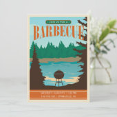 Retro GRILLEN im Freienladen ein Einladung (Stehend Vorderseite)