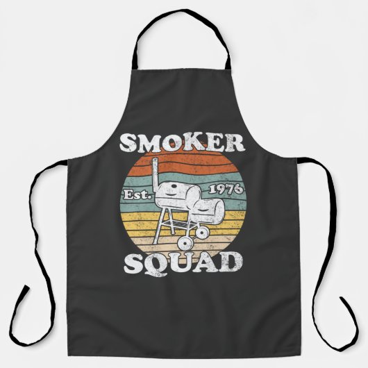 Retro GRILLEN Smoker Squad Est.1976 T - Shirt Schürze (Vorderseite)