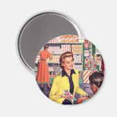 Retro Grocershop Shopping Happy Shopper Geschenke Magnet (Vorderseite/Rückseite)