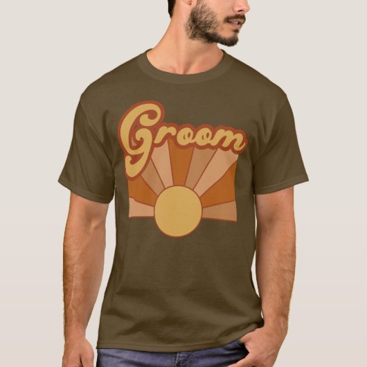 Retro Groom Typografy Summer Sun Wedding T-Shirt (Vorderseite)