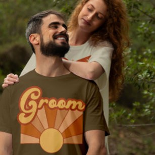 Retro Groom Typografy Summer Sun Wedding T-Shirt
