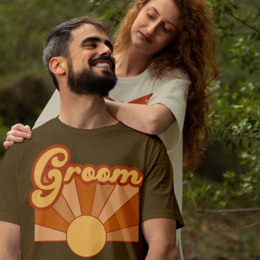 Retro Groom Typografy Summer Sun Wedding T-Shirt