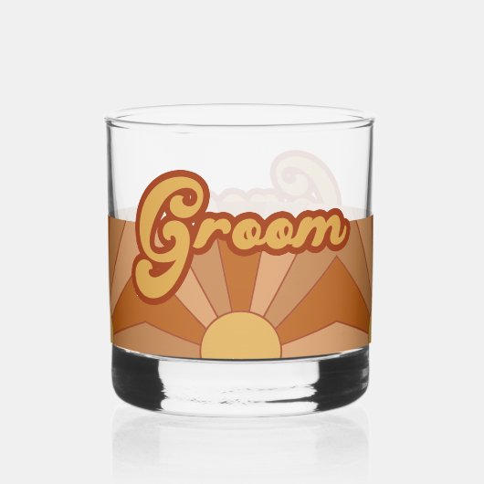 Retro Groom Typografy Summer Sun Wedding Whiskyglas (Rückseite)