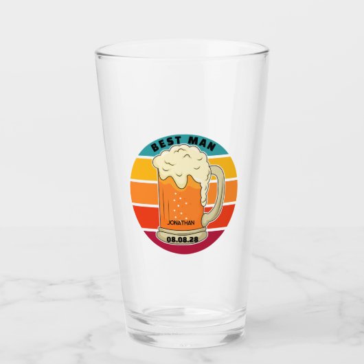 Retro Grooms Man Bachelor Party Wedding Beer Pint Glas (Vorderseite)