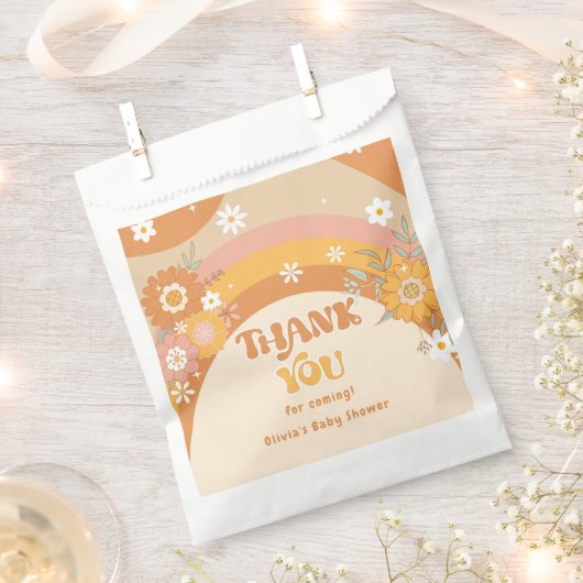 Retro Groovbaby 70er floral vielen Dank Geschenktütchen (Ausgeschnitten)